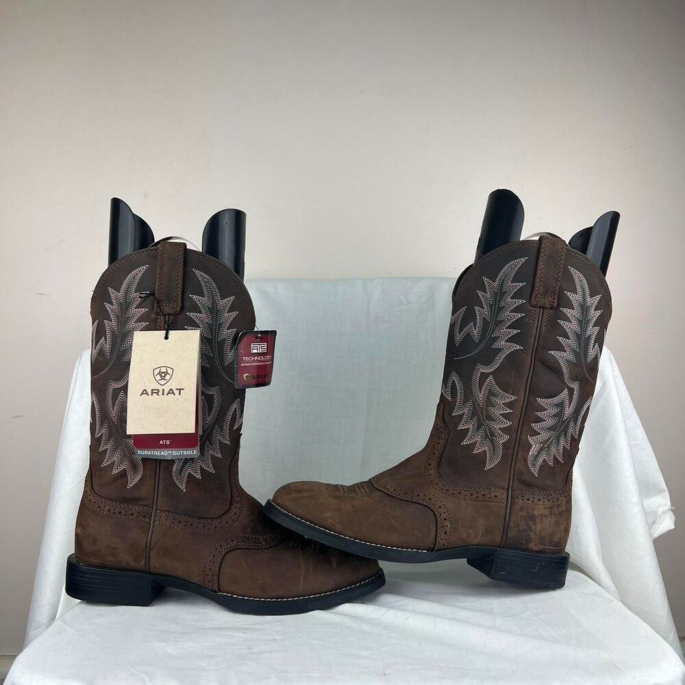 NWT Ariat Heritage Stockman Western Boot Leather Embroider Size 9